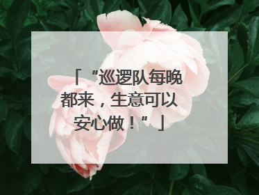 “巡逻队每晚都来，生意可以安心做！”