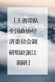 王勇带队全国政协经济委员会调研组赴浙江调研