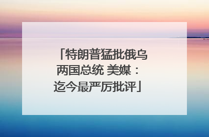 特朗普猛批俄乌两国总统 美媒：迄今最严厉批评