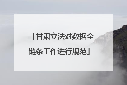 甘肃立法对数据全链条工作进行规范