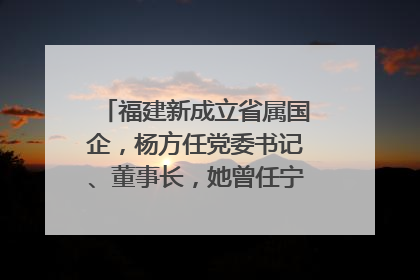 福建新成立省属国企，杨方任党委书记、董事长，她曾任宁德市委副书记｜张田怡已任县委副书记、县政府党组书记