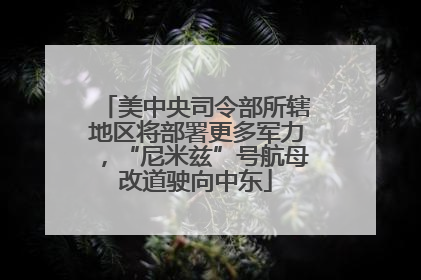 美中央司令部所辖地区将部署更多军力，“尼米兹”号航母改道驶向中东