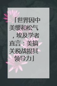 世界因中美缓和松气，埃及学者直言：美搞关税战损其领导力