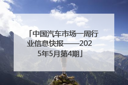 中国汽车市场一周行业信息快报——2025年5月第4期