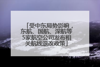 受中东局势影响，东航、国航、深航等5家航空公司发布相关航线退改政策