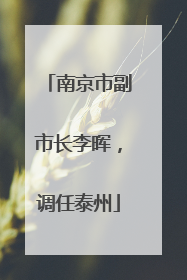 南京市副市长李晖，调任泰州