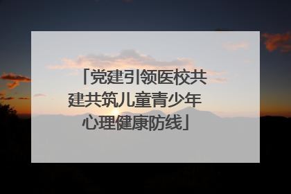 党建引领医校共建共筑儿童青少年心理健康防线