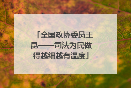 全国政协委员王昆——司法为民做得越细越有温度