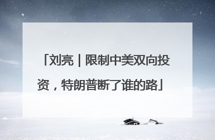 刘亮｜限制中美双向投资，特朗普断了谁的路