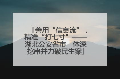 善用“信息流”，精准“打七寸”——湖北公安省市一体深挖串并力破民生案