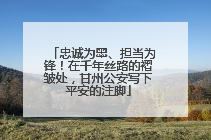 忠诚为墨、担当为锋！在千年丝路的褶皱处，甘州公安写下平安的注脚