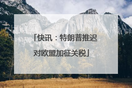 快讯：特朗普推迟对欧盟加征关税