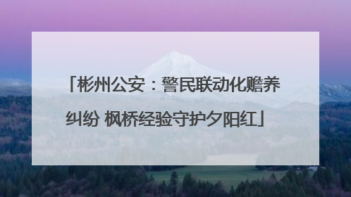 彬州公安：警民联动化赡养纠纷 枫桥经验守护夕阳红