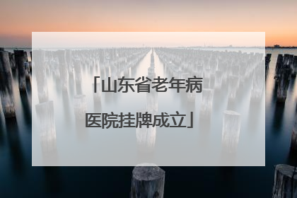山东省老年病医院挂牌成立