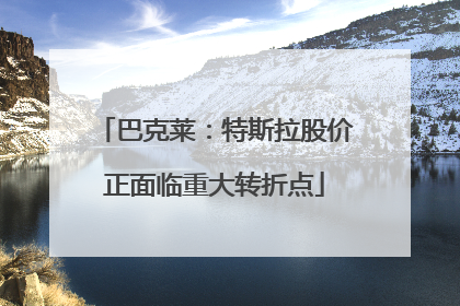 巴克莱：特斯拉股价正面临重大转折点
