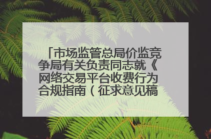 市场监管总局价监竞争局有关负责同志就《网络交易平台收费行为合规指南（征求意见稿）》答记者问