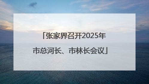 张家界召开2025年市总河长、市林长会议