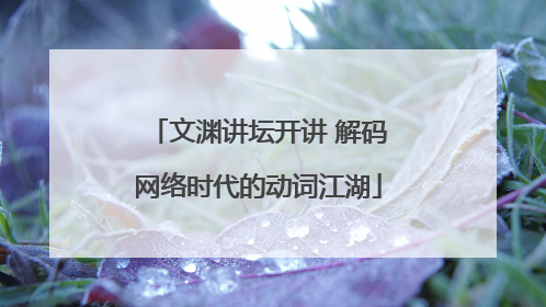 文渊讲坛开讲 解码网络时代的动词江湖
