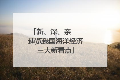 新、深、亲——速览我国海洋经济三大新看点