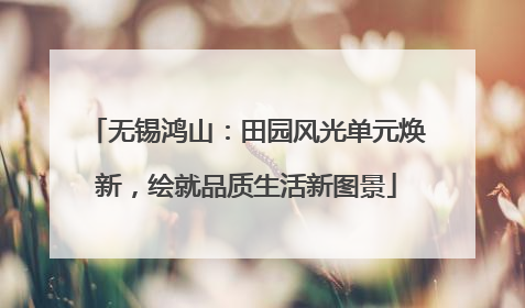 无锡鸿山：田园风光单元焕新，绘就品质生活新图景