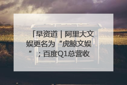 早资道｜阿里大文娱更名为“虎鲸文娱”；百度Q1总营收325亿元超预期