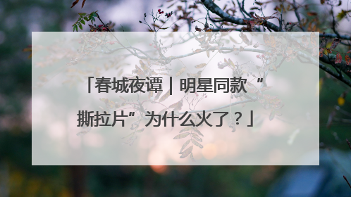 春城夜谭｜明星同款“撕拉片”为什么火了？