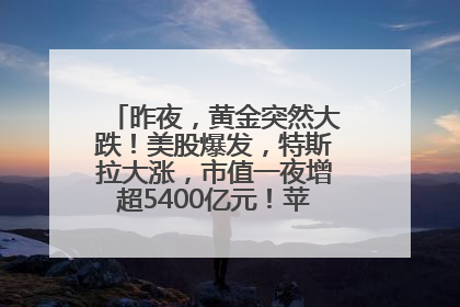 昨夜，黄金突然大跌！美股爆发，特斯拉大涨，市值一夜增超5400亿元！苹果传来大消息