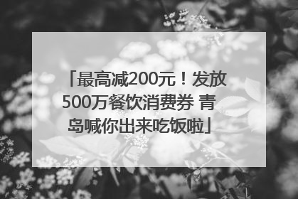 最高减200元！发放500万餐饮消费券 青岛喊你出来吃饭啦