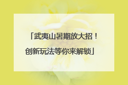 武夷山暑期放大招！创新玩法等你来解锁