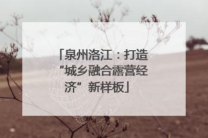 泉州洛江：打造“城乡融合露营经济”新样板