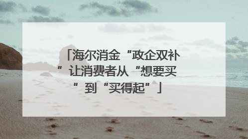海尔消金“政企双补”让消费者从“想要买”到“买得起”