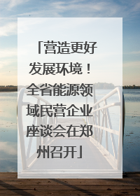 营造更好发展环境！全省能源领域民营企业座谈会在郑州召开