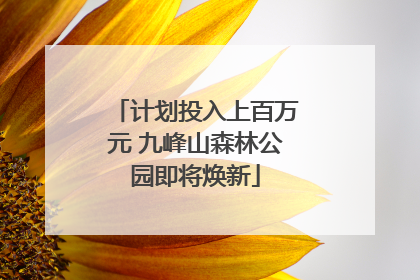 计划投入上百万元 九峰山森林公园即将焕新