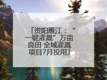 资阳雁江：“一键灌溉”万亩良田 全域灌溉项目7月投用