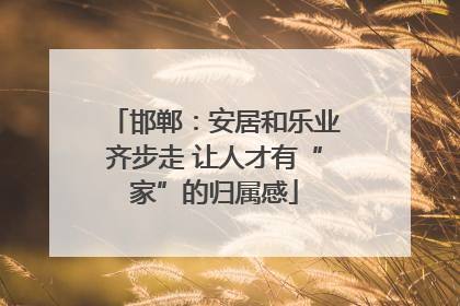 邯郸：安居和乐业齐步走 让人才有“家”的归属感