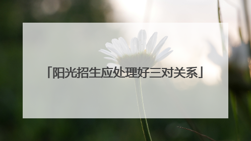 阳光招生应处理好三对关系