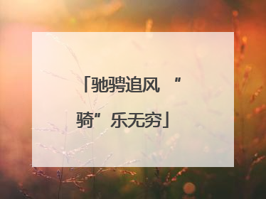 驰骋追风 “骑”乐无穷